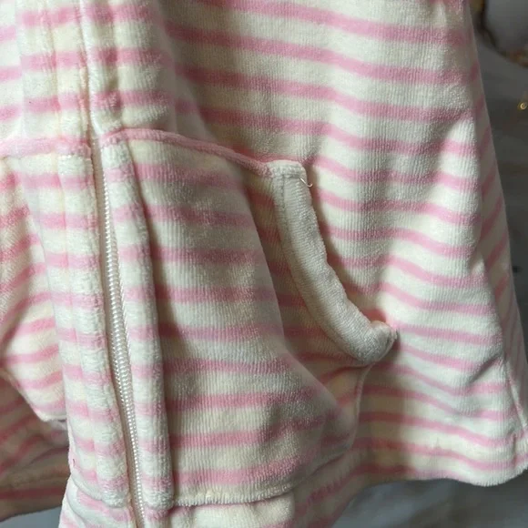 Ralph Lauren Baby Velour Hooded Zip Up Pink and White Stripe Size 3 months - Picture 3 of 7